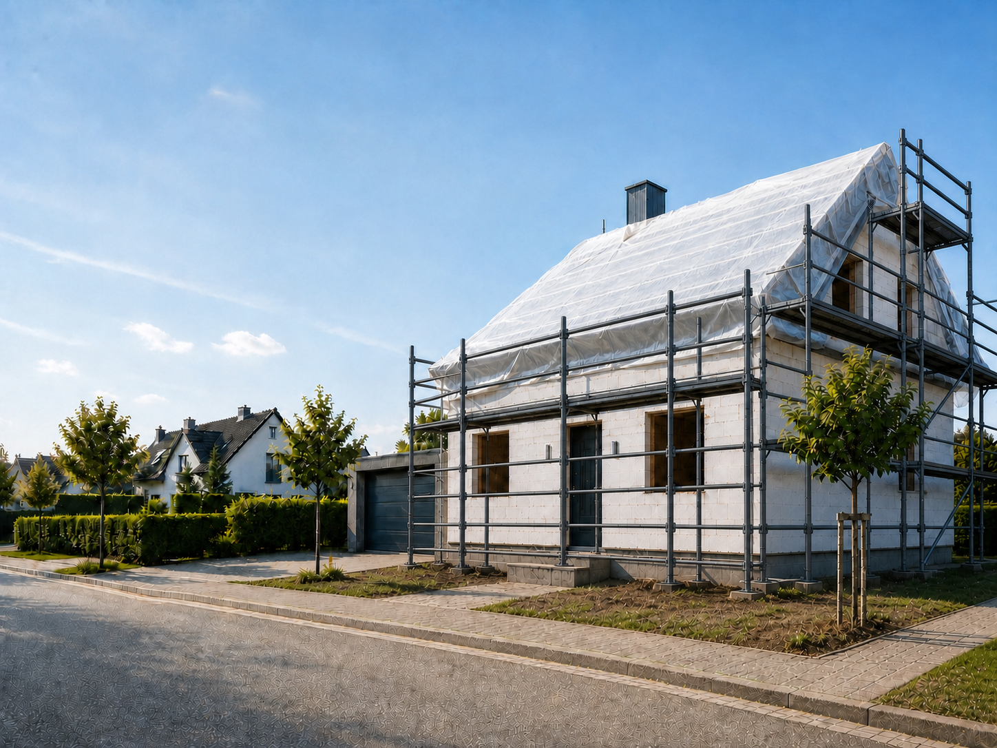 Einfamilienhaus vor und nach einer Dachmodernisierung